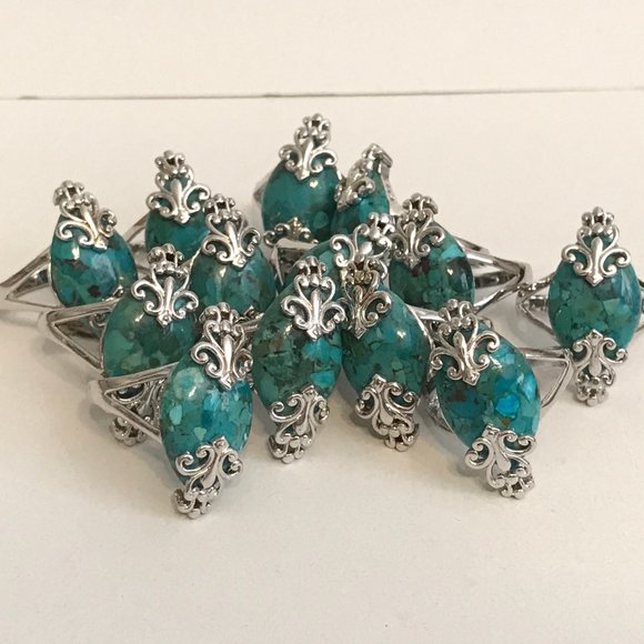Silver Native SouthWestern Turquoise Ring 7 8 9 - Picture 6 of 12